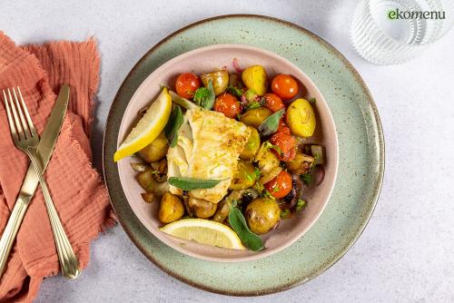 Gebakken schelvis met ananassalie-botersaus