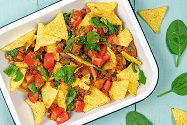 Nachos met vegan gehakt