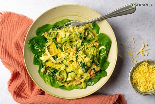 Keto Courgette carbonara met spekjes