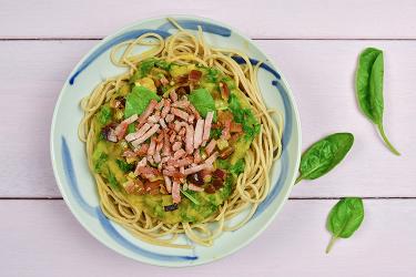 Glutenvrije spaghetti met pancetta