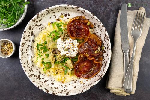 Romige knolselderijpuree met krokante pancetta