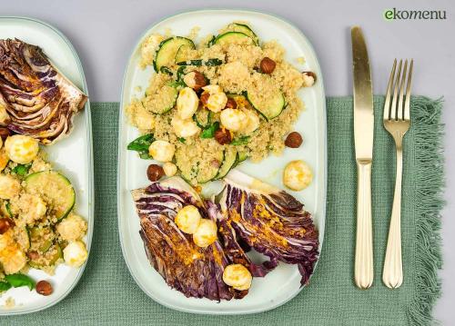 Courgette quinoa salade met roodlof