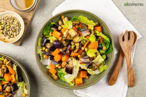 Aubergine-zoete aardappelsalade