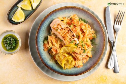 Wortel stamppot met zalmfilet