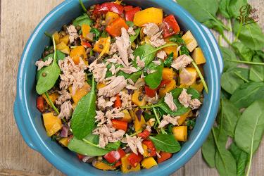 Linzen-pompoenschotel met tonijn