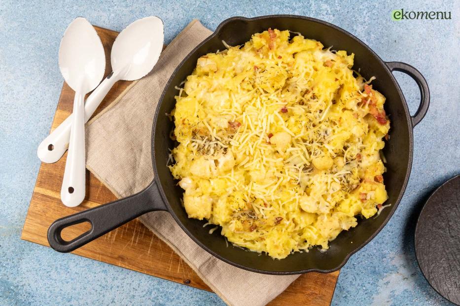 Romige aardappel-bloemkoolgratin