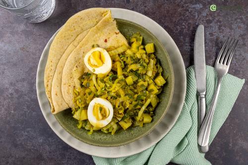 Winterse roti masala met ei