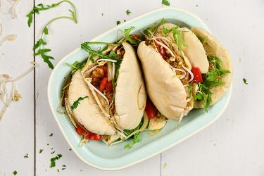 Pulled tempeh met pita