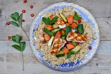Volkoren couscous met halloumi